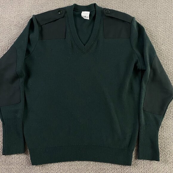 NWOT Logistik Sweater Men's XL Elbow Patch Military Commando Wool Green - Picture 1 of 6
